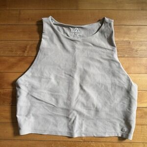 Alpine Design Crop Tank Top Women L Beige Stretch Built In Bra